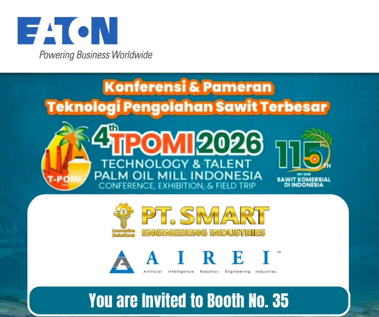 TPOMI 2026: PT Smart Engineering Industries & AIREI Hadirkan Teknologi AI untuk Modernisasi Pabrik Sawit