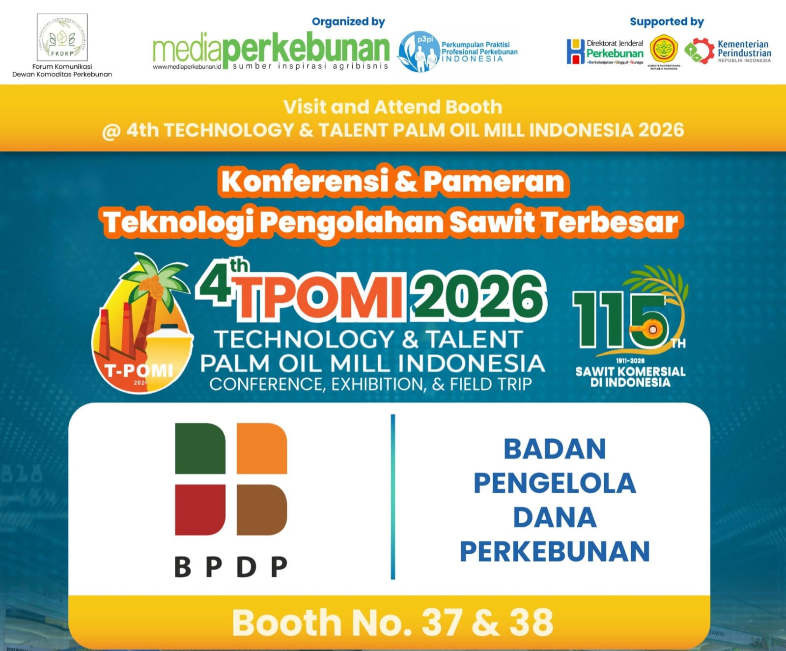 TPOMI 2026: BPDP Hadir Dukung Kemajuan Teknologi Industri Sawit